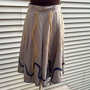 Georges Levesque whimsical A line linen skirt size small